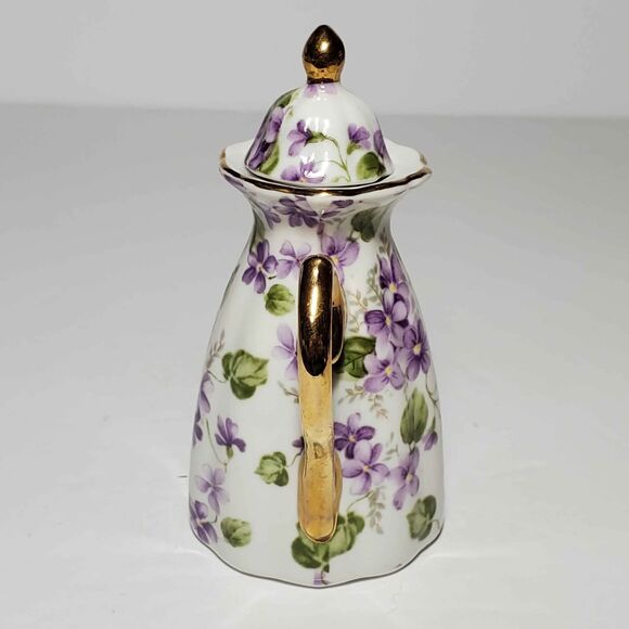 Victoria's Garden Mini Teapot Purple Violets 4.5" - Picture 6 of 8